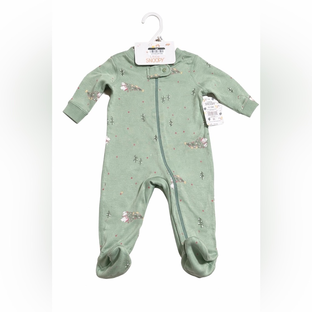 Snoopy Green Kids Footie Pajamas